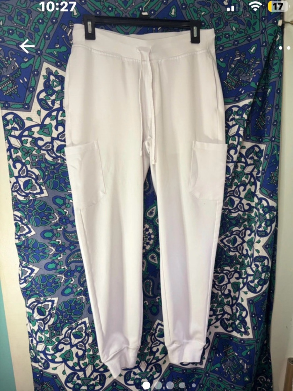 Mandala White Jogger style scrub pants